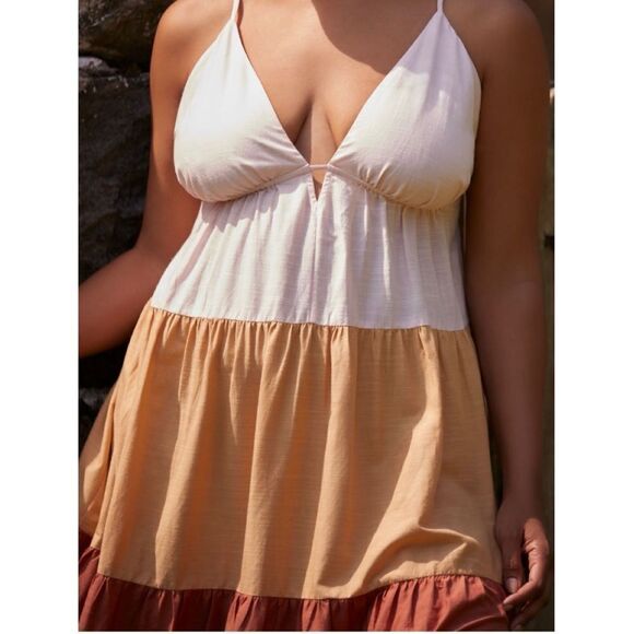 NEW Anthropologie The Raya Colorblock Tiered Tie Deep V-Neck Maxi Dress X-Large - Picture 8 of 8